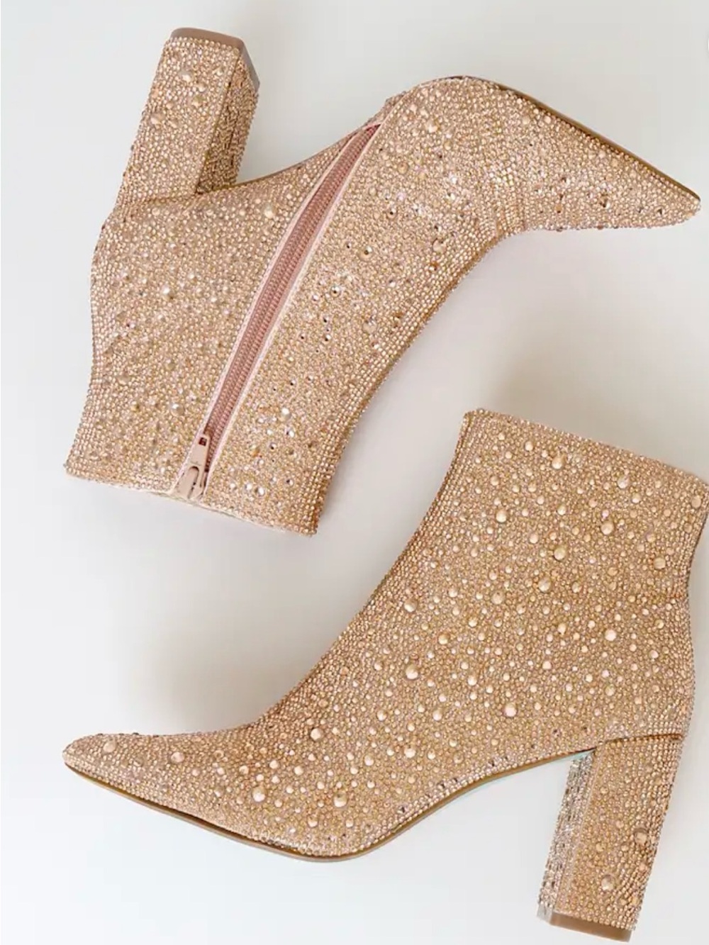 Betsey Johnson Crystal-Embellished Women's Ankle Boots - Blush